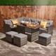 Garden Corner Sofa Rattan Furniture Set 9 Seater & Table Chairs Outdoor Patio