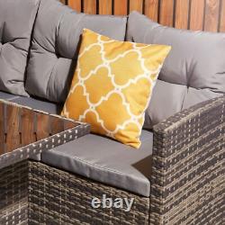 Garden Corner Sofa Rattan Furniture Set 9 Seater & Table Chairs Outdoor Patio