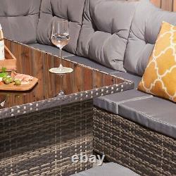 Garden Corner Sofa Rattan Furniture Set 9 Seater & Table Chairs Outdoor Patio
