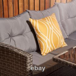 Garden Corner Sofa Rattan Furniture Set 9 Seater & Table Chairs Outdoor Patio