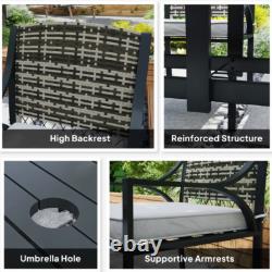 Garden Dining Table and Chairs 6 Seater Large Metal Rattan Patio Furniture Set