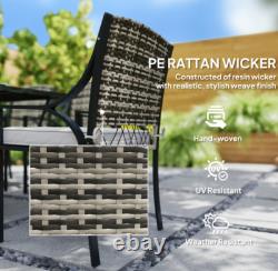 Garden Dining Table and Chairs 6 Seater Large Metal Rattan Patio Furniture Set