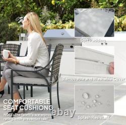 Garden Dining Table and Chairs 6 Seater Large Metal Rattan Patio Furniture Set