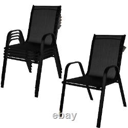 Garden Folding Table & Chair Black Furniture Outdoor Summer Modern Patio Set