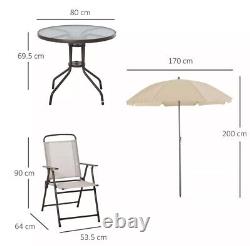 Garden Furniture Bistro Set 6 Pcs Beige and Coffee Patio Textilene Folding Chair