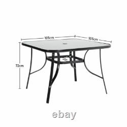 Garden Furniture Bistro Set Patio Indoor Outdoor Clear Black Table Rattan Chair