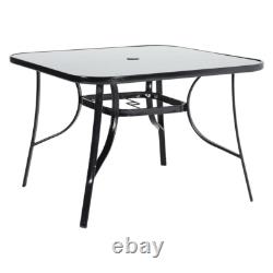 Garden Furniture Bistro Set Patio Indoor Outdoor Clear Black Table Rattan Chair