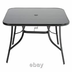 Garden Furniture Bistro Set Patio Indoor Outdoor Clear Black Table Rattan Chair