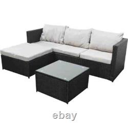 Garden Furniture Corner Sofa Cover Rattan L-Shape 4 Seater+Cushion Outdoor Patio