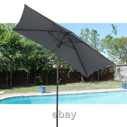 Garden Furniture Metal Table 4 Chair Set with Patio Square Parasol & Weight Base