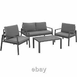 Garden Furniture Outdoor Lounge Set 2 Seats Sofa Table Cushions Patio Grey New