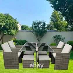 Garden Furniture Outdoor Patio Rattan Set Brown Grey Black Table 9-Piece Havana