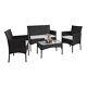 Garden Furniture Rattan 4pc Table & Chair 4 Piece Sets Sofa Outdoor Patio Seater