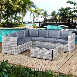 Garden Furniture Rattan Corner Sofa Set Acorn Corner sofa set with grey cushion