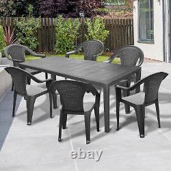Garden Furniture Rattan Dining Patio Table Chairs Extendable Outdoor Waterproof