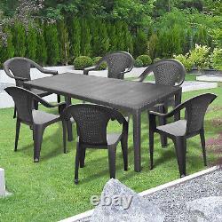 Garden Furniture Rattan Dining Patio Table Chairs Extendable Outdoor Waterproof