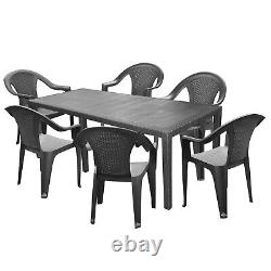 Garden Furniture Rattan Dining Patio Table Chairs Extendable Outdoor Waterproof