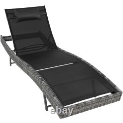 Garden Furniture Rattan Sun Lounger Patio Day Bed Metal Recliner Outdoor