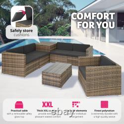 Garden Furniture Rattan Table and Chairs Sofa Set Outdoor Corner Patio Cushions