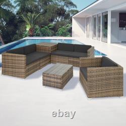 Garden Furniture Rattan Table and Chairs Sofa Set Outdoor Corner Patio Cushions