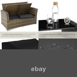 Garden Furniture Rattan Table and Chairs with Storage Outdoor Sofa Set Patio