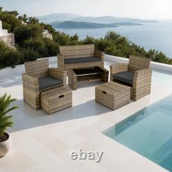 Garden Furniture Rattan Table and Chairs with Storage Outdoor Sofa Set Patio