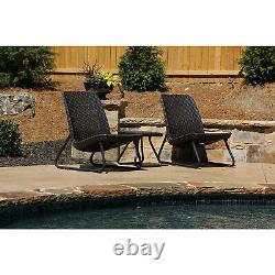 Garden Furniture Set 2 Chairs + Coffee Table Patio Balcony Rattan Design Brown