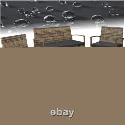 Garden Furniture Set 2 chairs, 1 padded bench, 1 table outdoor patio rattan