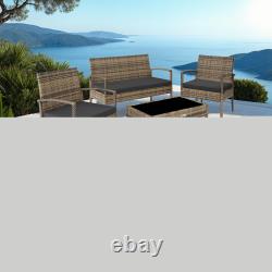 Garden Furniture Set 2 chairs, 1 padded bench, 1 table outdoor patio rattan