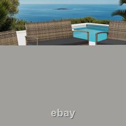 Garden Furniture Set 2 chairs, 1 padded bench, 1 table outdoor patio rattan