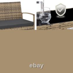 Garden Furniture Set 2 chairs, 1 padded bench, 1 table outdoor patio rattan