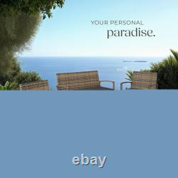 Garden Furniture Set 2 chairs, 1 padded bench, 1 table outdoor patio rattan