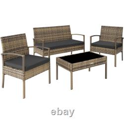 Garden Furniture Set 2 chairs, 1 padded bench, 1 table outdoor patio rattan