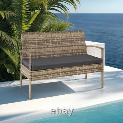 Garden Furniture Set 2 chairs, 1 padded bench, 1 table outdoor patio rattan