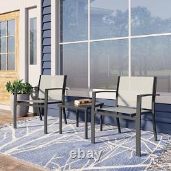 Garden Furniture Set 3 Piece Outdoor Patio Chairs & Glass Table Balcony Bistro