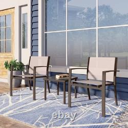 Garden Furniture Set 3 Piece Outdoor Patio Chairs & Glass Table Balcony Bistro