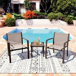 Garden Furniture Set 3 Piece Outdoor Patio Chairs & Glass Table Balcony Bistro