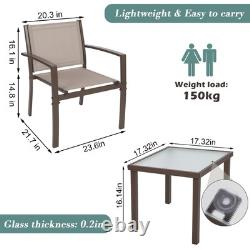 Garden Furniture Set 3 Piece Outdoor Patio Chairs & Glass Table Balcony Bistro