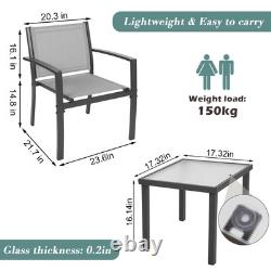 Garden Furniture Set 3 Piece Outdoor Patio Chairs & Glass Table Balcony Bistro