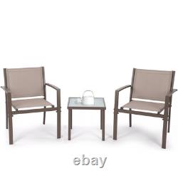 Garden Furniture Set 3 Piece Outdoor Patio Chairs & Glass Table Balcony Bistro