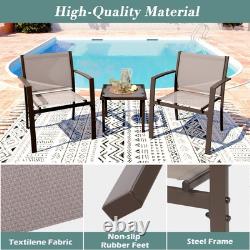 Garden Furniture Set 3 Piece Outdoor Patio Chairs & Glass Table Balcony Bistro