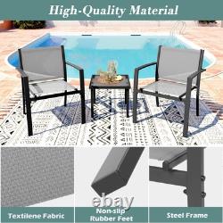 Garden Furniture Set 3 Piece Outdoor Patio Chairs & Glass Table Balcony Bistro
