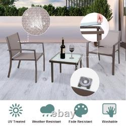 Garden Furniture Set 3 Piece Outdoor Patio Chairs & Glass Table Balcony Bistro