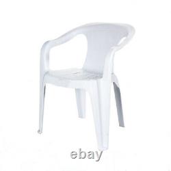 Garden Furniture Set 4 Plastic White Chairs & 1 Round Plastic Table, Patio Sets