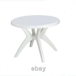 Garden Furniture Set 4 Plastic White Chairs & 1 Round Plastic Table, Patio Sets