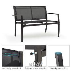 Garden Furniture Set 4 Seater Sofa Chairs Rectangular Table Patio Outdoor Black