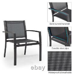 Garden Furniture Set 4 Seater Sofa Chairs Rectangular Table Patio Outdoor Black