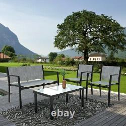 Garden Furniture Set 4 Seater Sofa Chairs Rectangular Table Patio Outdoor Grey