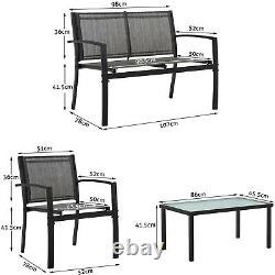 Garden Furniture Set 4 Seater Sofa Chairs Rectangular Table Patio Outdoor Grey