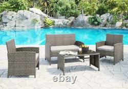 Garden Furniture Set 4pc Rattan Outdoor Table Chair Sofa Conservatory Patio Set
